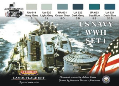 Набор красок US Navy WW2, Set 1 (флот США, 2МВ), 6х22мл, акрил (Lifecolor, CS 24)