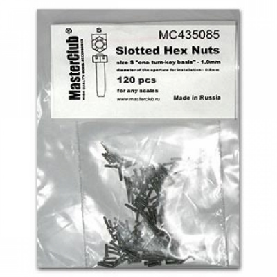 Slotted Hex Nuts, 120шт., шляпка 1.0мм, диам.посад.отв. 0.8мм (MC435085)