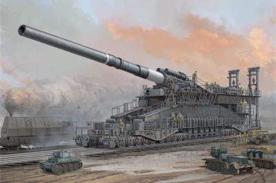 1/72 Нем_ железнодорожная 80см пушка _Dora_ _HobbyBoss_ 82911_