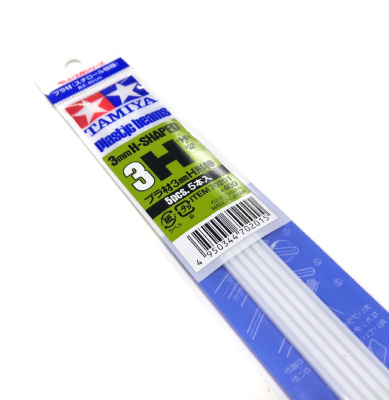 Пласт_ профиль H-формы_ 3х3мм_ длина 40см_ 5шт_ _Tamiya_ 70201_