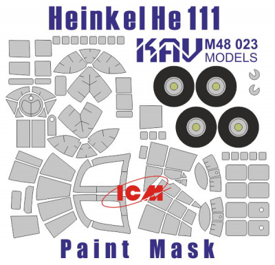 1/48 Окрасочная маска на остекление He-111 (ICM) (KAV, M48023)
