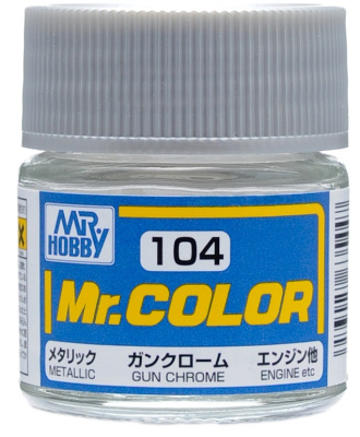 Краска акриловая Mr_Hobby Gun Chrome _хромированная оружейная сталь__ металлик_ 10 мл _C104_