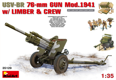 1/35 Пушка  USV-BR 76-mm GUN Mod_1941 w/ LIMBER & CREW _MiniArt_ 35129_