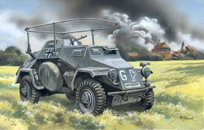 1/72 Sd_Kfz_223_ Немецкий подвижный пункт связи_ бронеавтомобиль _ICM_ 72421_