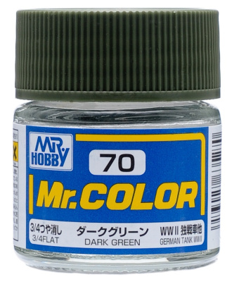 Краска акриловая Mr_Hobby Dark Green _темно-зеленый__ 3/4 матовая_ 10 мл _C70_