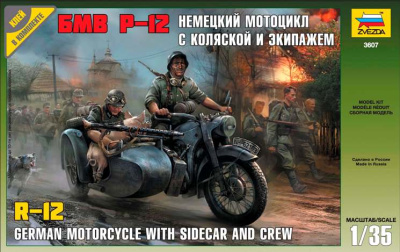 1/35 Немецкий мотоцикл БМВ Р-12 с коляской _3607_