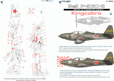 1/48 Самолет Bell P-63C-5 Kingcobra (на 5 вариантов окраски) (Colibri, 48020)